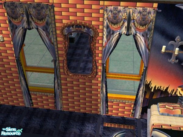 Sims 2 — Gargoyle Bedroom curtains by ead425 — Thanks to Disney: 12 items, 4 walls, 1 floor: chairs, comp chair,computer,