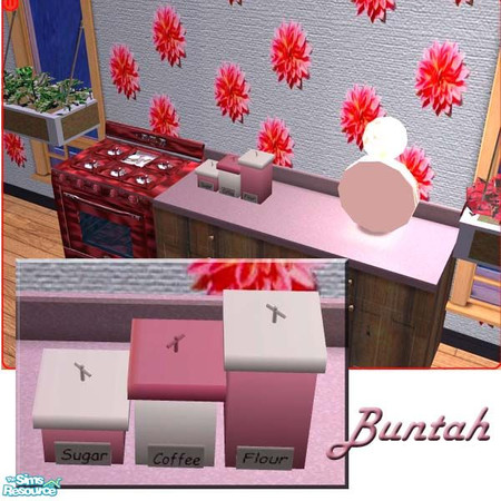 Sims 2 — Mauve & Cream Square Canisters by buntah — This requires the square canisters mesh file in this set.