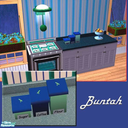 Sims 2 — Blue-Green Square Canisters by buntah — This requires the square canisters mesh file in this set.