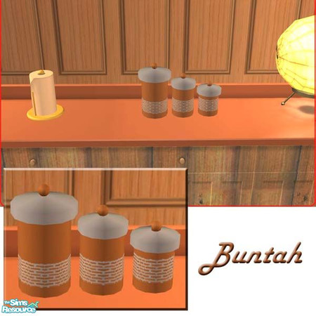 Sims 2 — Brick Inlay Round Canisters by buntah — This requires the round canisters mesh file in this set.
