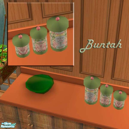 Sims 2 — Floral Round Canisters by buntah — This requires the round canisters mesh file in this set.
