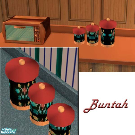 Sims 2 — Southwestern Round Canisters by buntah — This requires the round canisters mesh file in this set.