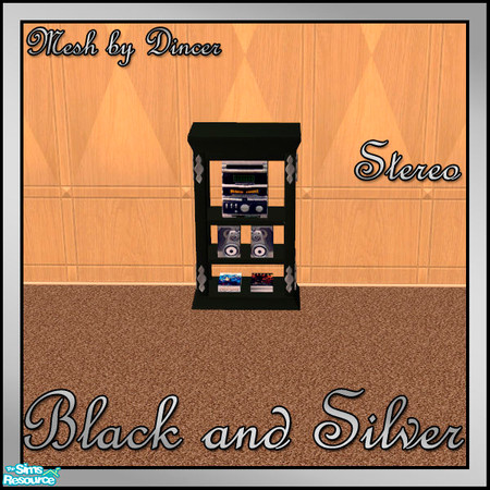 Sims 2 — Black and Silver Stereo by sww — You will need the meshes from Dincer's "dh-lightwood-livingroom"