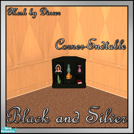 Sims 2 — Black and Silver Corner-Endtable by sww — You will need the meshes from Dincer's