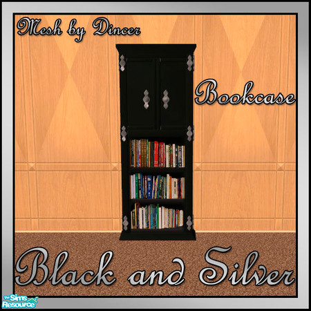 Sims 2 — Black and Silver Bookcase by sww — You will need the meshes from Dincer's "dh-lightwood-livingroom"