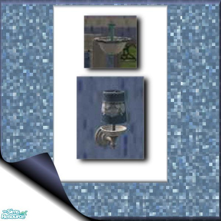Sims 2 — Blue Dragonfly Hanging Light by Yizzi — White ceiling light with blue trim.
