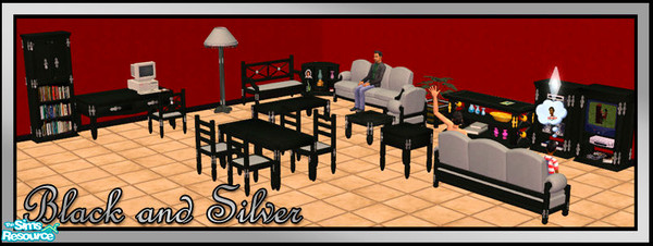 Sims 2 — Black and Silver by sww — You will need the meshes from Dincer's "dh-lightwood-livingroom" meshes for