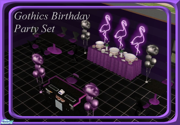 Sims 2 — Gothics Birthday Party Set by Malitia — For the darker side of your Sims. ;)