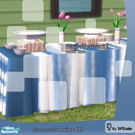 Sims 2 — Blue Abstract Buffet Table by XPDude — Having an abstract party with abstract pictures and TV shows? This new