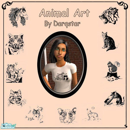 Sims 2 — Animal Art for Teen females in White by TSR Archive — What teenage girl wouldn't want to have animals on her