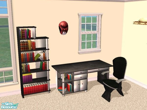 Sims 2 — LLR Office, Blackies by LaLunaRossa72 — Office desk, chair and bookcase