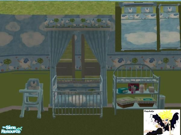 Sims 2 — Sheep Dreams Nursery by foxybaby3 — Sheep Dreams Nursery set including crib, changing table, curtains, highchair