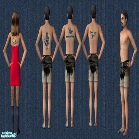 Sims 2 — Tatoo skin set by ead425 — 4 male skins with tatoos, 1 female skin tatoo