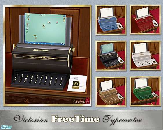 Sims 2 — FreeTime Victorian Typewriter by Cashcraft — Update to an old favorite--Vintage Victorian Typewriter. The