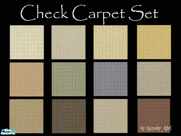 Sims 2 — Check Carpet Set by Gumby_Girl — A collection of 12 luxury twist pile carpets with a checkered texture. Colours
