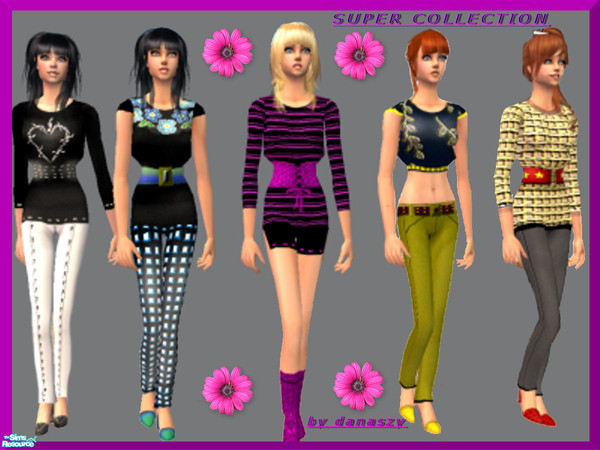 Sims 2 — SUPER COLLECTION by danaszy — A nice set of five everydays outfits for adult female. Mesh by Shaded_Age
