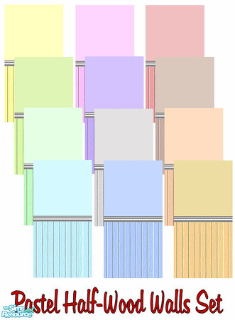 Sims 2 — The Pastels Collections - Half-Wood Walls by shadow66 — The seventh offering from my \'Pastels Collections\' is