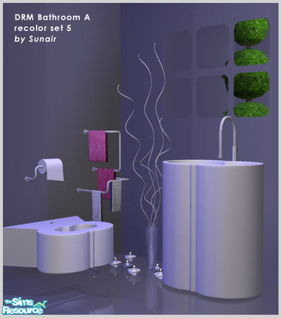 Sims 2 — DRM Bathroom A - Recolor set 5 by Sunair — DRM Bathroom A - Recolor set 5 (white)