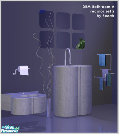 Sims 2 — DRM Bathroom A - Recolor set 2 by Sunair — DRM Bathroom A - Recolor set 2 (blue)