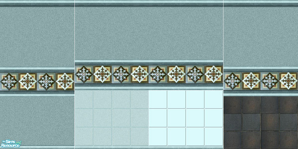 Sims 2 — Aqua Bathroom Tile Set by Halfcreek — created by Halfcreek