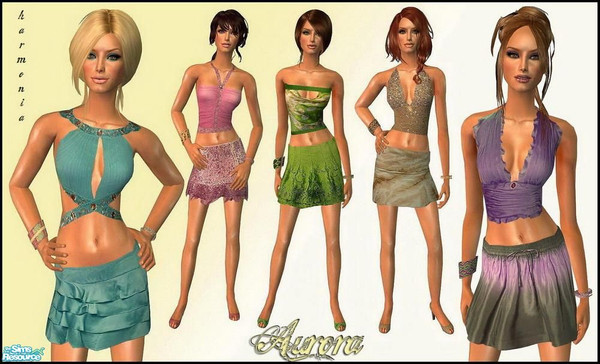 Sims 2 — Aurora by Harmonia — 5 Different Wonderful Everyday & Formal Clothes.For you Wardrobe
