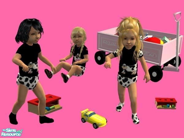Sims 2 — Cowspotted  Toddler shirts & undies  by Dirtdevill — Cute cowspotted shirts & undies for male and female