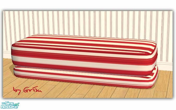 Sims 2 — Noosa Ottomantable recolour in Candy Cane by Grisu — recolour of the noosa ottomantable in Candy Cane red and