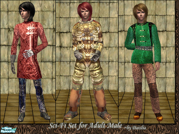 Sims 2 — Sci-Fi Clothes Set for AM by Daislia — 3 clothes use Maxis hidden mesh: astronaut, doctor and fire fighter, so