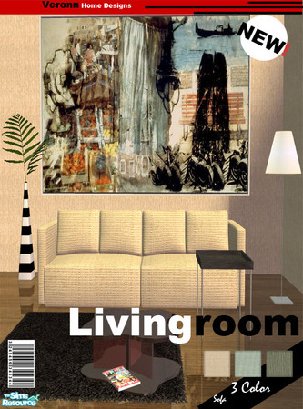 Sims 2 — TSRAA Veronn Set Livingroom Sofa 02 by Veronn — New 3 color.