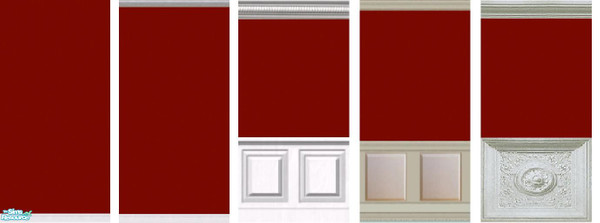 Sims 2 — Cherry Pie Paint by jessdrakesims — This set contains walls with different architectural accents added to the