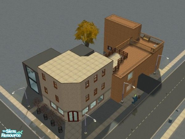 Sims 2 —  by juhhmi — An old cafe based on the novel 1984. The lot also has a small shop and old + new resindences.