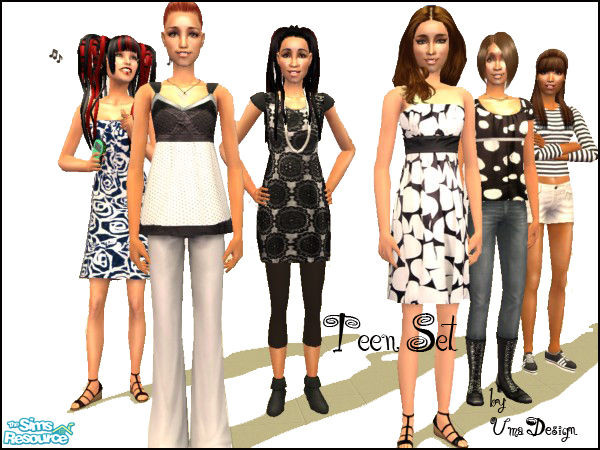 Sims 2 — The Binary Collection for Teens by Uma Design — Your teens will love this summer fashion mix with great