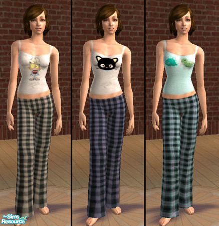 Sims 2 — CutePjs by MrsBettyV — Robot Jones, Chococat, and some cute little dinosaur thing I found. Can be used for
