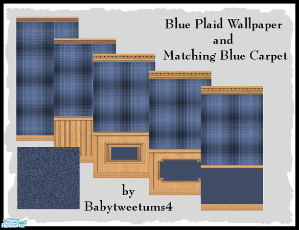 Sims 2 — Blue Plaid Wallpaper by babytweetums4 — This blue plaid wallpaper comes in 5 styles and has a matching blue