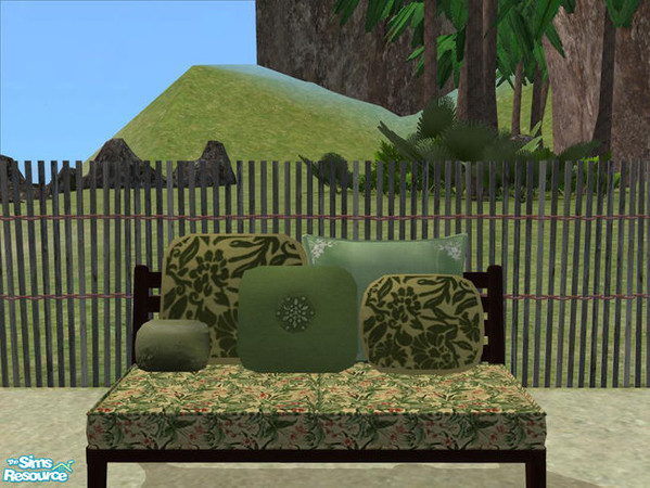 Sims 2 — PB Bali Outdoor Darkwood - Pillowset recol 3 - greens by ShinoKCR — 