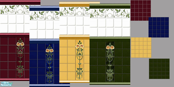 Sims 2 — Rose Tile Set by Halfcreek — created by Halfcreek
