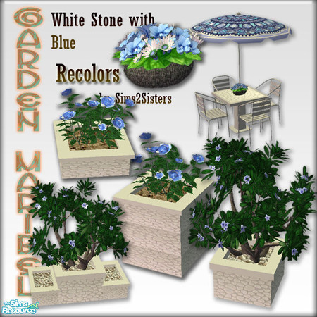 Sims 2 — S2S Garden Maribel Recolors 4 by sims2sisters — White Stone with Blue - Recolor of Garden Maribel