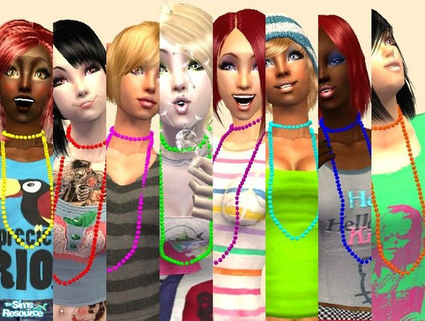 Sims 2 — Fluo! by May182 — Fed up with bling bling? Swap your golden necklaces for these colorful ones!