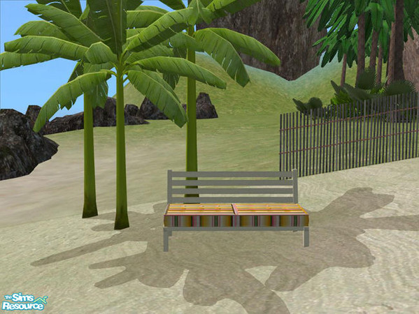 Sims 2 — PB Bali Outdoor cream - Loveseat by ShinoKCR — Polster colorful stripes Mesh updated on June 07 2008