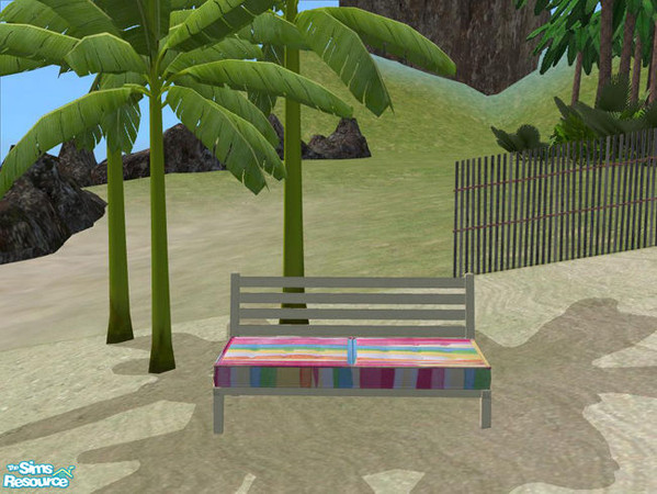 Sims 2 — PB Bali Outdoor cream - Loveseat Polster colorf stripes2 by ShinoKCR — Mesh updated on June 07 2008