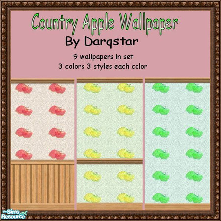Sims 2 — Country Apple Wallpaper by TSR Archive — Give your Sim's kitchen a country flair with these apple wallpapers.