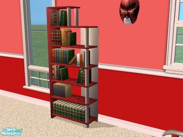 Sims 2 — LLR Office, Red Bookcase - ***NEW MESH** by LaLunaRossa72 — Modern design. ***NEW MESH***