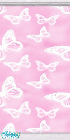 Sims 2 — Pink Butterfly wallpaper by TSR Archive — Pink paper with butterflies will help your Sim think of Spring, even
