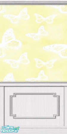 Sims 2 — Yellow Butterfly wallpaper with wainscot by TSR Archive — Yellow paper with butterflies will help your Sim think