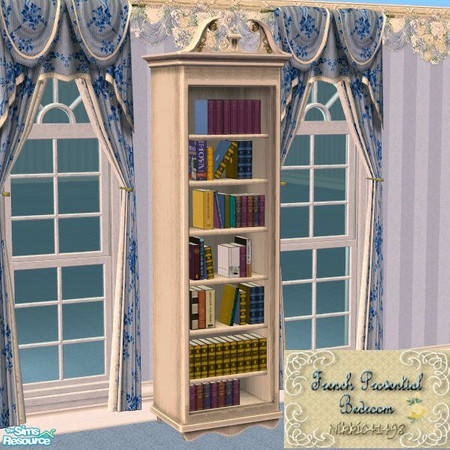 Sims 2 — French Provential BookCase by Nikki041498 — Painted in a creamy French Vanilla with rubbed stain finish, and