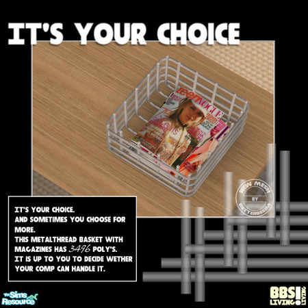 Sims 2 — Metalthread Basket with female magazines by BetterbeSim — 