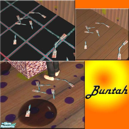 Sims 2 — Paint brushes scattered on the floor by buntah — This requires Echo's or Windkeeper's base 3x4 rug. And if you