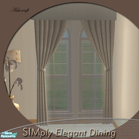 Sims 2 — SIMply Elegant Dining Curtain by Cashcraft — Hand-woven curtain in hues of cream and off-white, with off-white