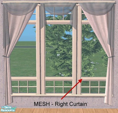 Sims 2 — Multi Style Curtain - Right MESH by Bitzybus — MESH FILE! You must have the "left side curtain" from