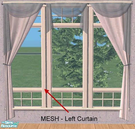 Sims 2 — Multi Style Curtain - Left MESH by Bitzybus — MESH FILE! The left side. This is the file to use if you want to